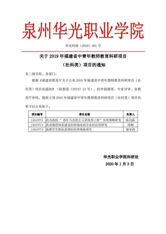 祝贺教育学院教师周娴申报2019年中青年教师教育科研项目成功立项